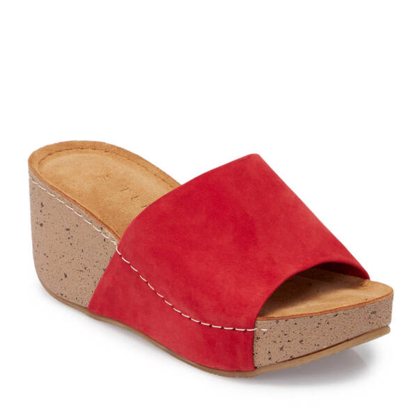 Kırmızı Deri Kadın Terlik - K25Y1TR67998-F35 - 1