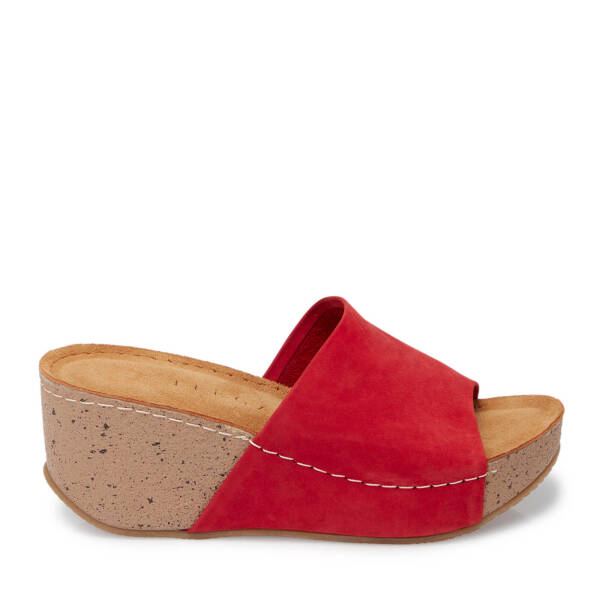 Kırmızı Deri Kadın Terlik - K25Y1TR67998-F35 - 3