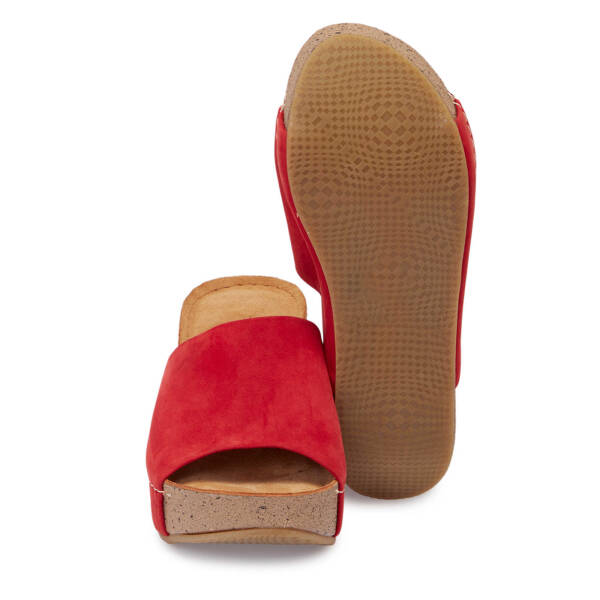 Kırmızı Deri Kadın Terlik - K25Y1TR67998-F35 - 4