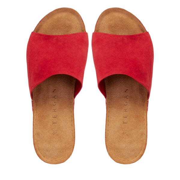 Kırmızı Deri Kadın Terlik - K25Y1TR67998-F35 - 5