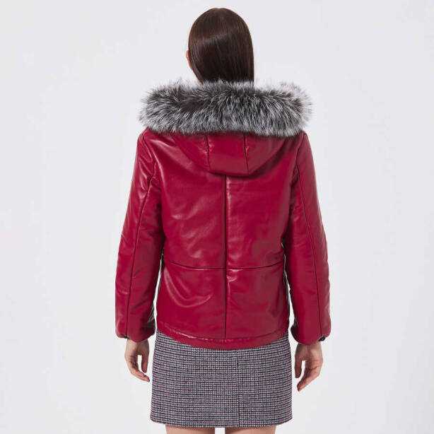 Kırmızı Deri - Kürk Kadın Mont - K23KDM320392-Q3S - 5