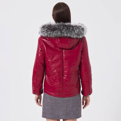 Kırmızı Deri - Kürk Kadın Mont - K23KDM320392-Q3S - 5