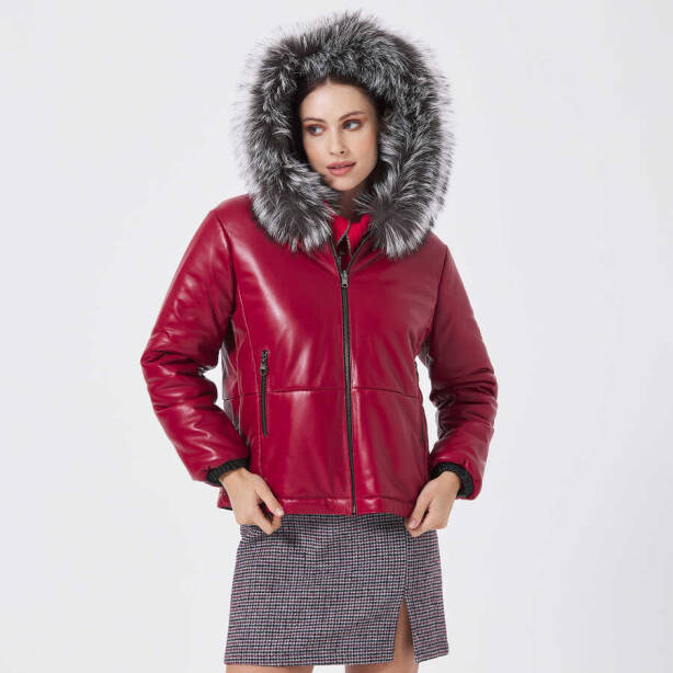 Kırmızı Deri - Kürk Kadın Mont - K23KDM320392-Q3S - 6