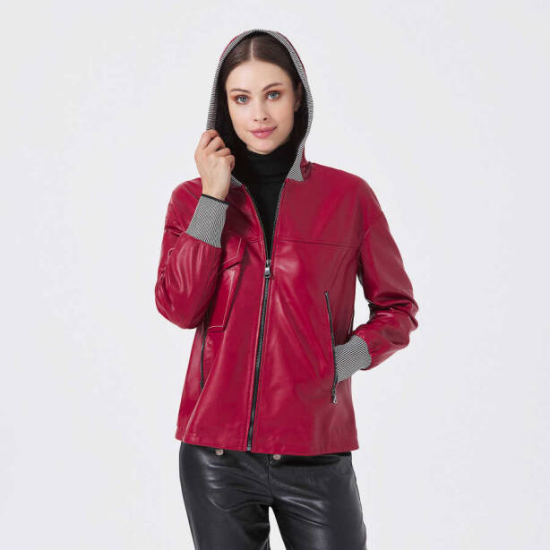 Kırmızı Deri - Tekstil Kadın Deri Mont - K23KDM320390-Q3S - 3