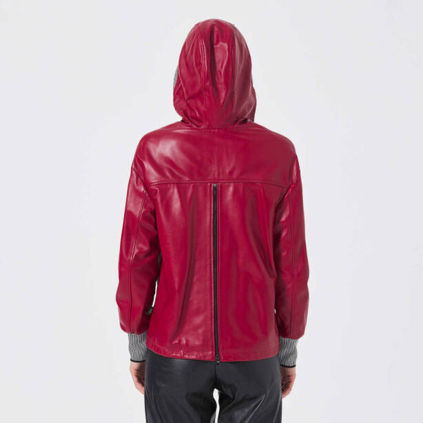 Kırmızı Deri - Tekstil Kadın Deri Mont - K23KDM320390-Q3S - 4