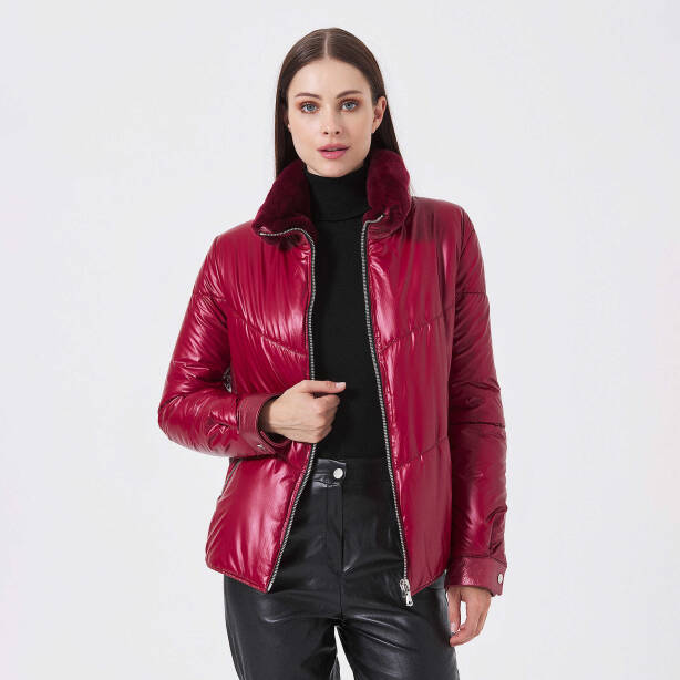 Kırmızı Deri Tekstil Kadın Deri Mont - K23KDM320414-U1G 