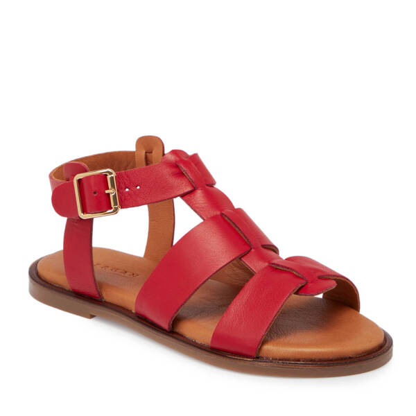 Kırmızı Deri - Tekstil Kadın Sandalet - K25Y1SN68111-A30 - 2