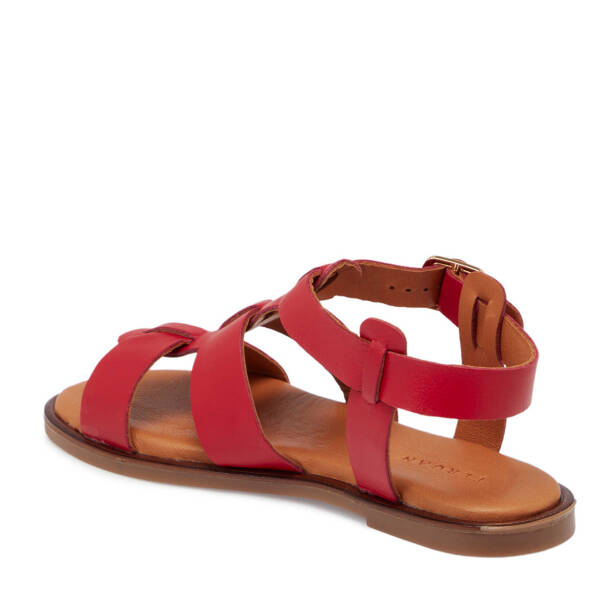 Kırmızı Deri - Tekstil Kadın Sandalet - K25Y1SN68111-A30 - 3