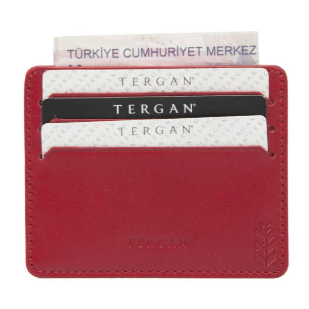 Kırmızı Hakiki Deri Unisex Kredi Kartlık - S1KK00001050-C71 - 3