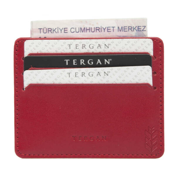 Kırmızı Hakiki Deri Unisex Kredi Kartlık - S1KK00001050-C71 - 3