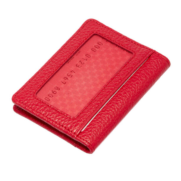 Kırmızı Deri Unisex Kredi Kartlık - S1KK00001666-B68 - 3