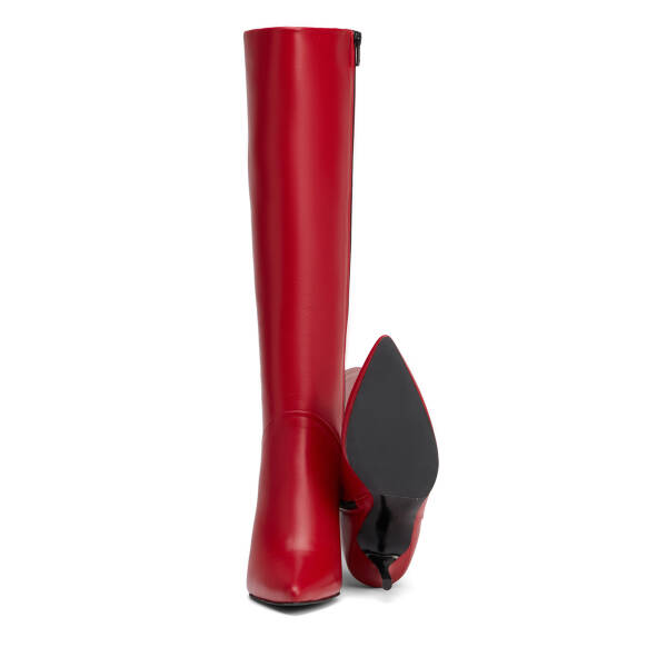 Kırmızı Hakiki Deri Kadın Çizme - K25K1CM68382-A30 - 5