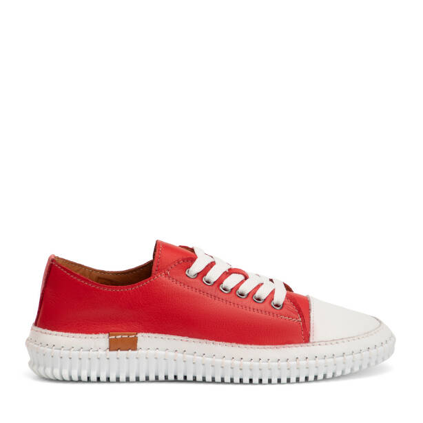 Kırmızı Hakiki Deri Kadın Sneaker - K4MEAY068703-A30 - Tergan Four Season