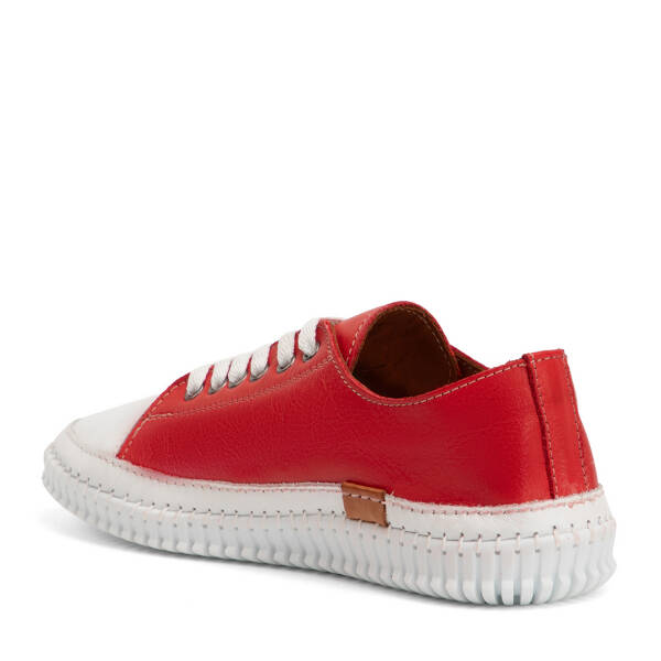 Kırmızı Hakiki Deri Kadın Sneaker - K4MEAY068703-A30 - 4