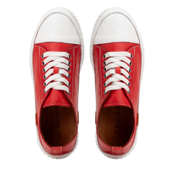 Kırmızı Hakiki Deri Kadın Sneaker - K4MEAY068703-A30 - 5