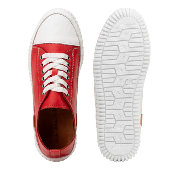 Kırmızı Hakiki Deri Kadın Sneaker - K4MEAY068703-A30 - 6