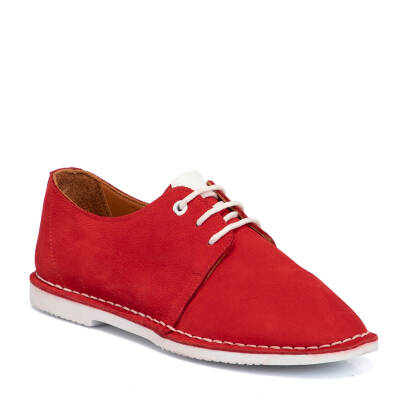  Kırmızı Nubuk Deri Kadın Casual Ayakkabı - K21I1AY65433-F35 
