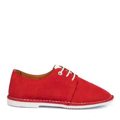  Kırmızı Nubuk Deri Kadın Casual Ayakkabı - K21I1AY65433-F35 - 3