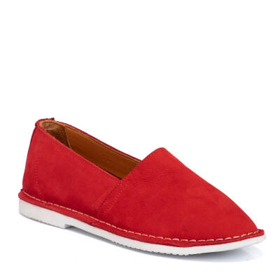  Kırmızı Nubuk Deri Kadın Casual Ayakkabı - K21I1AY65434-F35 
