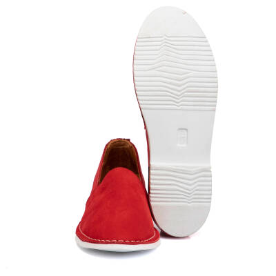  Kırmızı Nubuk Deri Kadın Casual Ayakkabı - K21I1AY65434-F35 - 4