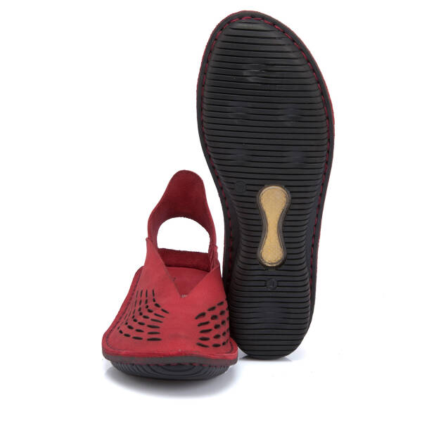 Kırmızı Hakiki Nubuk Deri Kadın Casual Ayakkabı - K21Y1AY65480-F35 - 4