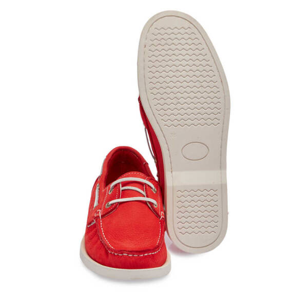 Kırmızı Nubuk Deri Kadın Loafer - K24I1AY67386-F35 - 4