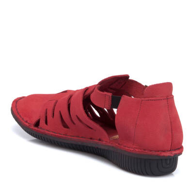  Kırmızı Nubuk Deri Kadın Sandalet - K21Y1AY65481-F35 - 2