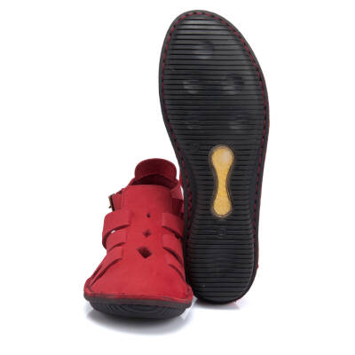  Kırmızı Nubuk Deri Kadın Sandalet - K21Y1AY65481-F35 - 4