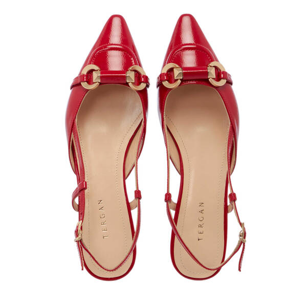 Kırmızı Hakiki Rugan Deri Kadın Babet - K25Y1AY67808-D02 - 6