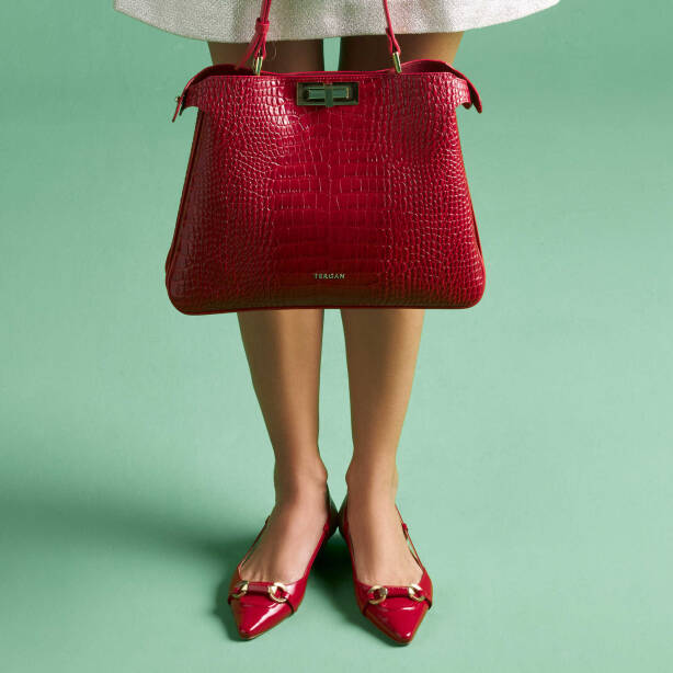 Kırmızı Hakiki Rugan Deri Kadın Babet - K25Y1AY67808-D02 - 7