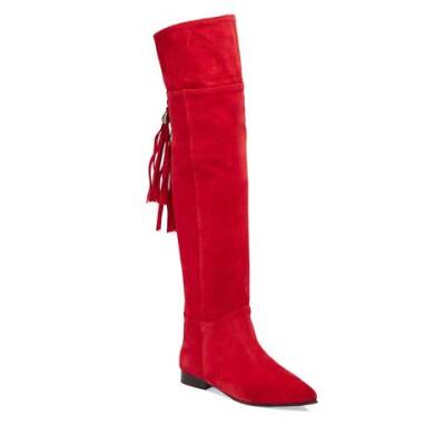  Kırmızı Süet Deri Kadın Klasik Çizme - K23K1CM66989-B78 