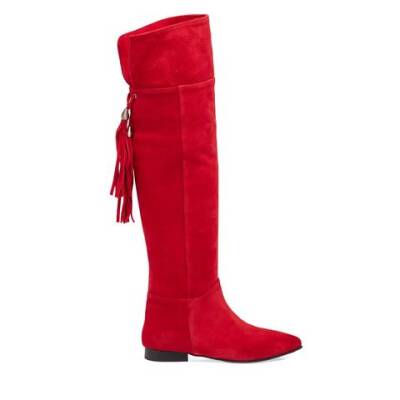  Kırmızı Süet Deri Kadın Klasik Çizme - K23K1CM66989-B78 - 3