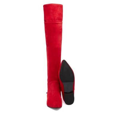  Kırmızı Süet Deri Kadın Klasik Çizme - K23K1CM66989-B78 - 4