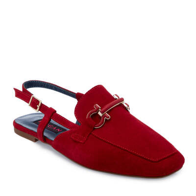 Kırmızı Süet Deri Kadın Loafer - K25Y1AY67913-B78 