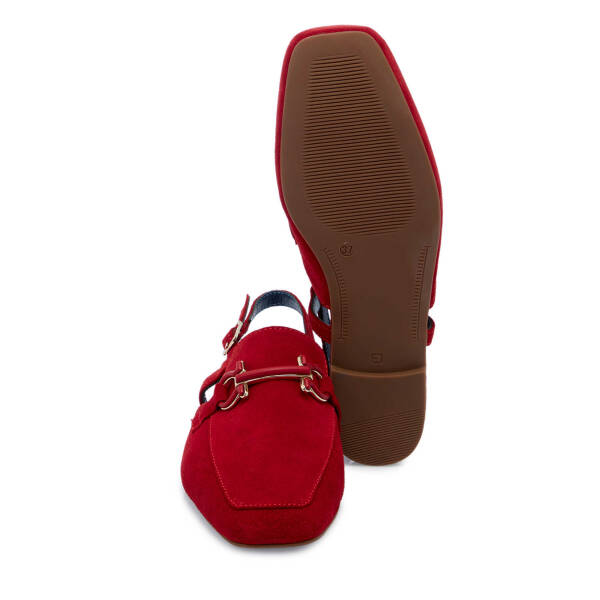 Kırmızı Hakiki Süet Deri Kadın Loafer - K25Y1AY67913-B78 - 4