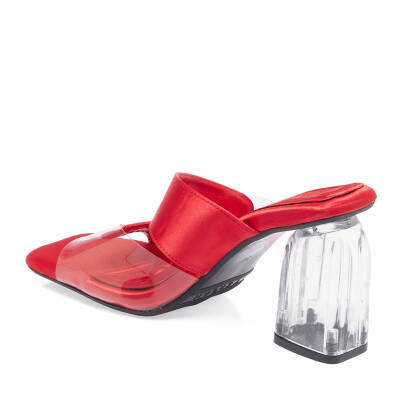 Kırmızı Vegan-Tekstil Kadın Terlik - K24Y1TR67427-A11 - 2