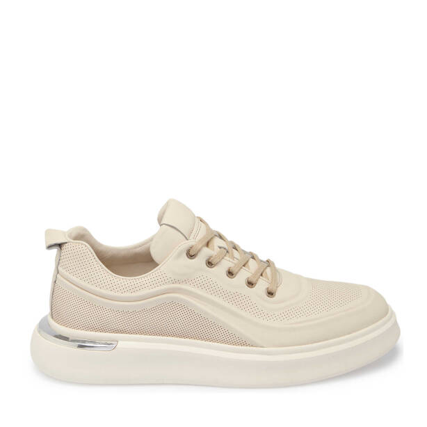 Krem Hakiki Deri Erkek Sneaker - E25I1AY57276-A68 - 1