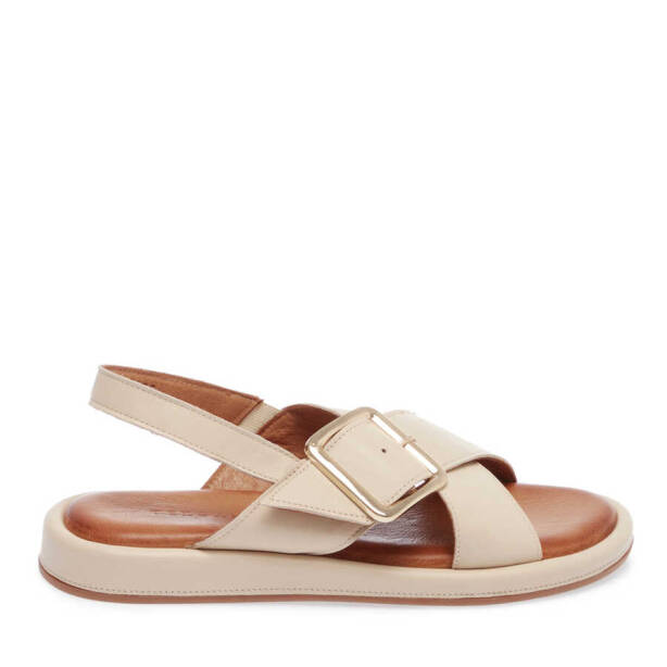 Krem Hakiki Deri Kadın Sandalet - K24Y1SN67108-A68 - 1