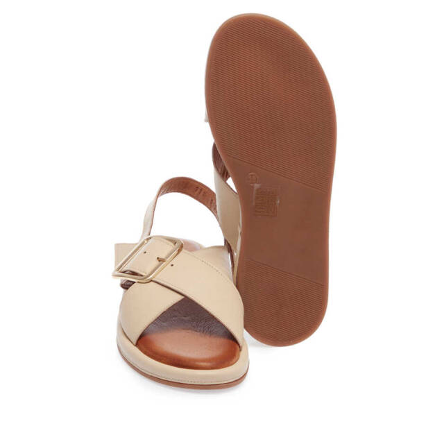 Krem Hakiki Deri Kadın Sandalet - K24Y1SN67108-A68 - 4