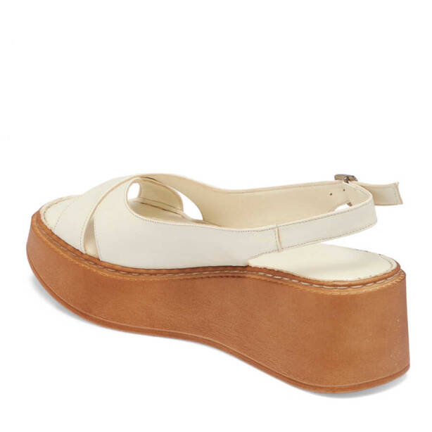 Krem Hakiki Deri Kadın Sandalet - K24Y1SN67219-A68 - 3