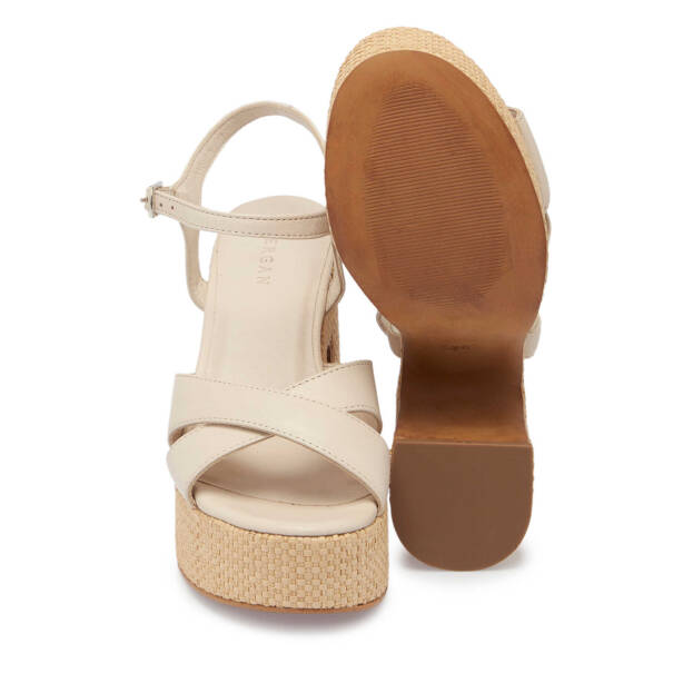 Krem Deri Kadın Sandalet - K24Y1SN67670-A68 - 4