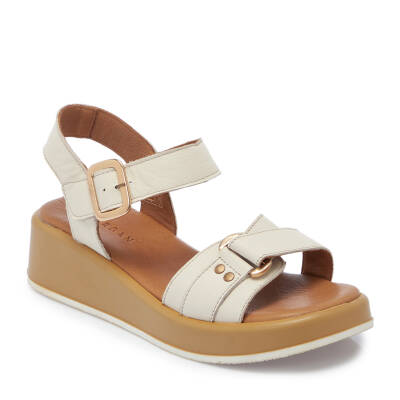 Krem Deri Kadın Sandalet - K25Y1SN68062-A68 