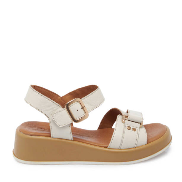 Krem Hakiki Deri Kadın Sandalet - K25Y1SN68062-A68 - 1