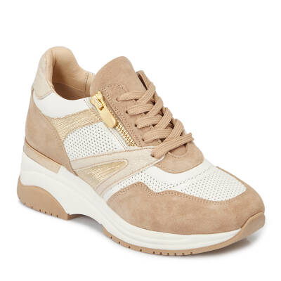 Krem Deri Kadın Sneaker - K24I1AY67193-A68 