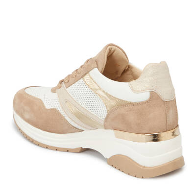 Krem Deri Kadın Sneaker - K24I1AY67193-A68 - 2