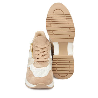 Krem Deri Kadın Sneaker - K24I1AY67193-A68 - 4