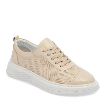  Krem Deri Kadın Sneaker - K24I1AY67340-A68 