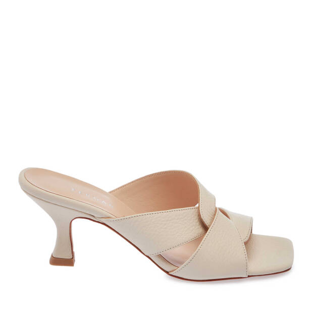 Krem Hakiki Deri Kadın Terlik - K25Y1TR67795-U2G - 1