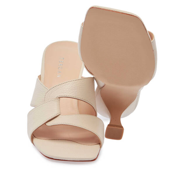 Krem Hakiki Deri Kadın Terlik - K25Y1TR67795-U2G - 4