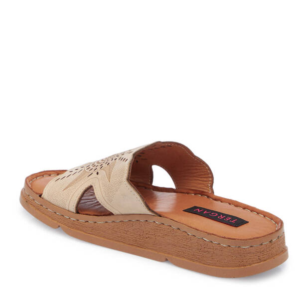 Krem Hakiki Deri Kadın Terlik - K25Y1TR68007-A68 - 3